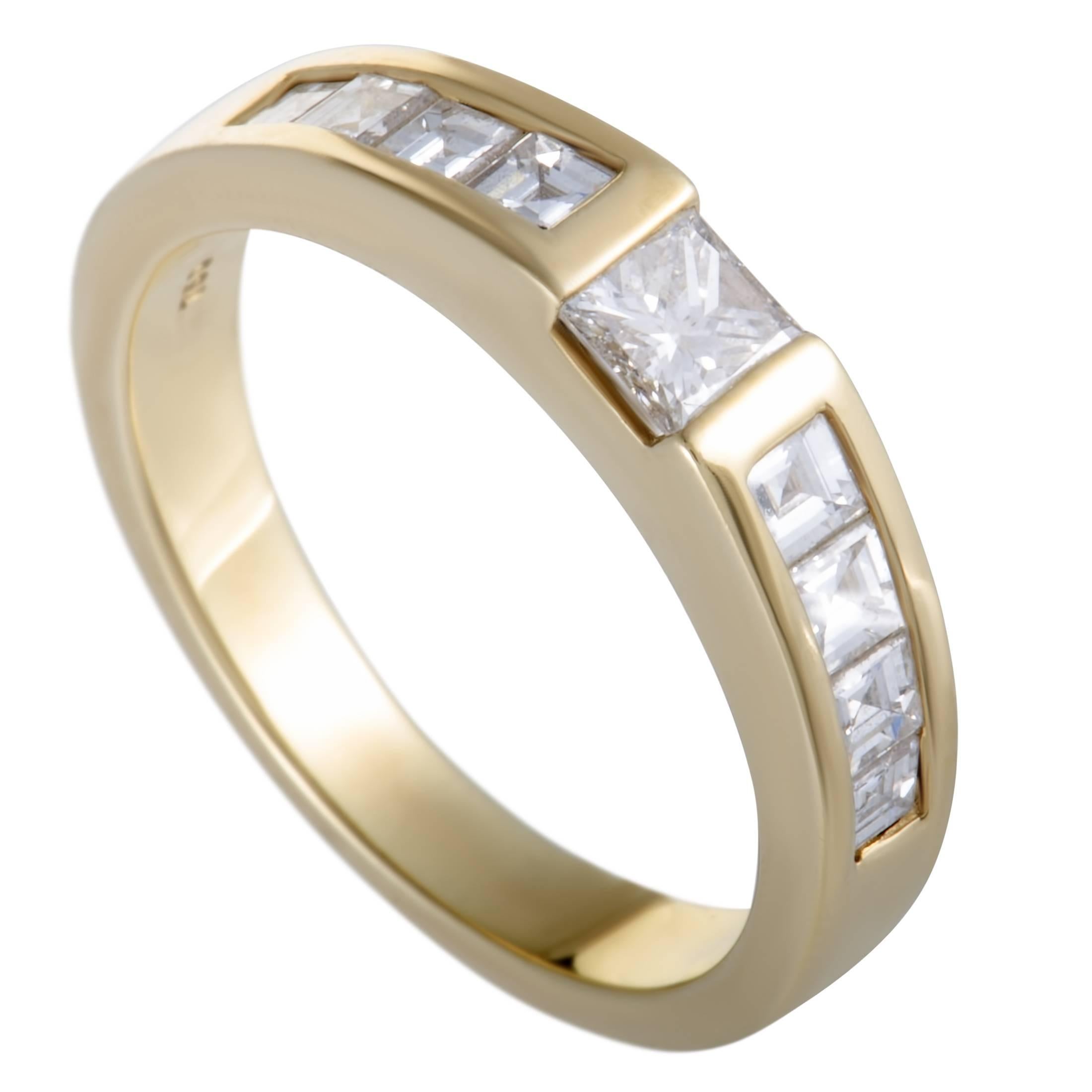 Tiffany & Co. Invisible Set Diamond Yellow Gold Band Ring