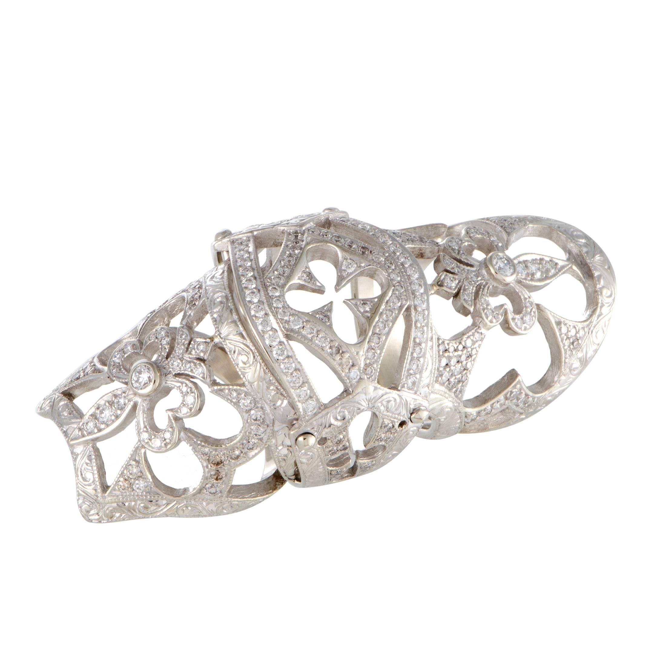 Loree Rodkin Full Diamond Pave White Gold Bondage Ring