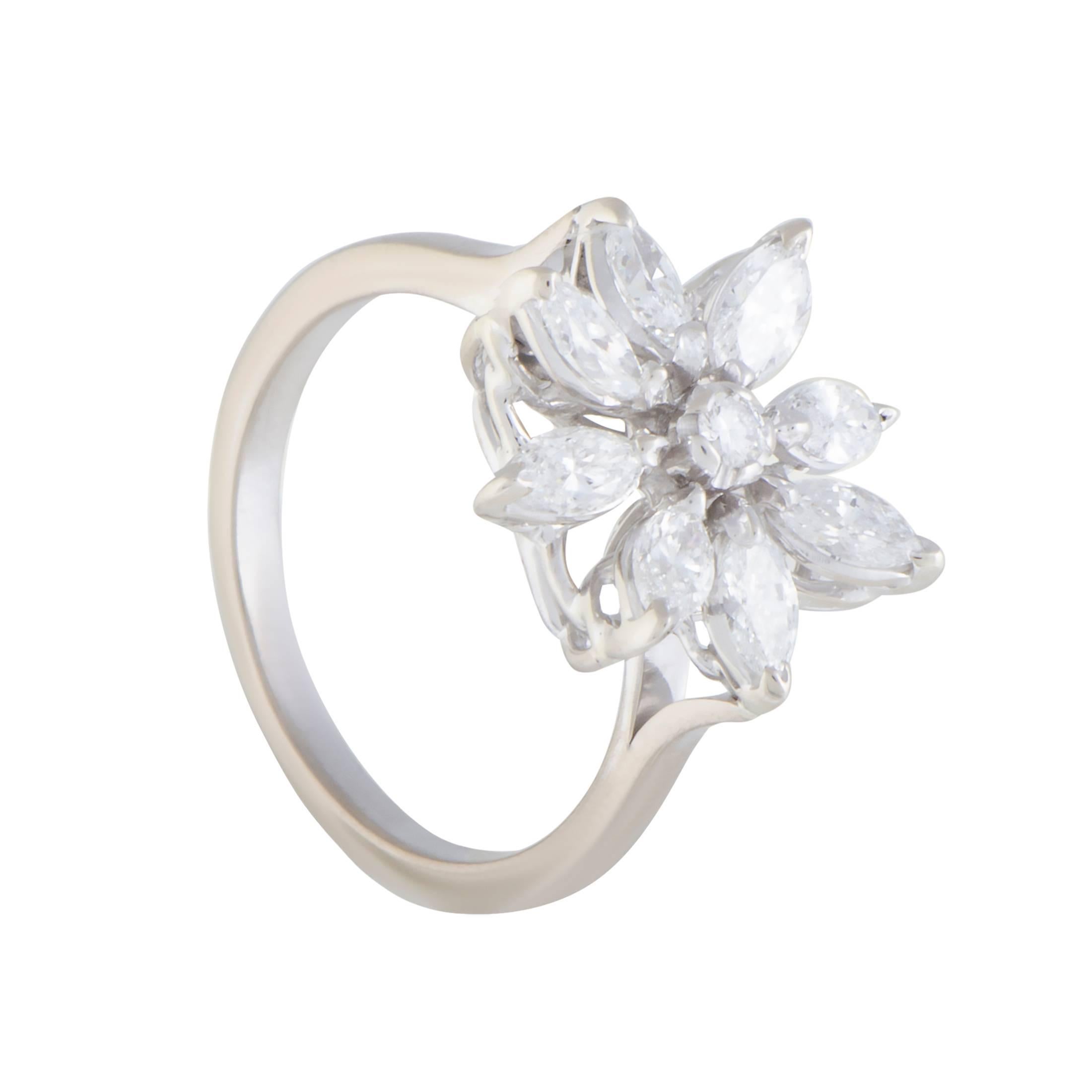 Asprey Diamond Flower Gold Ring