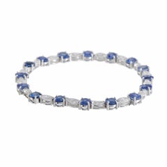Vintage Diamond and Sapphire Gold Tennis Bracelet