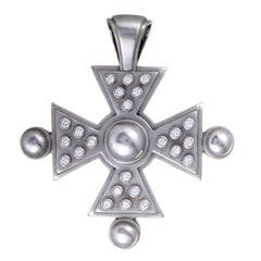 Kieselstein Cord Diamond Cross White Gold Pendant