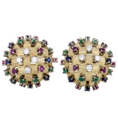 Studded Gemstone and Gold Earrings