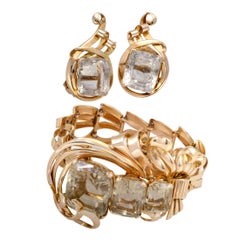 Citrine and Gold Bracelet and Earring Set