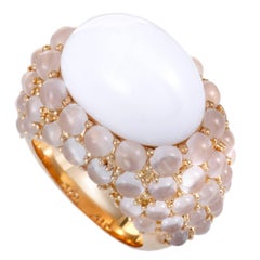 Mimí Pink Quartz and White Agate Rose Gold Cocktail Ring Mimí Pink Quartz and White Agate Rose Gold Cocktail Ring