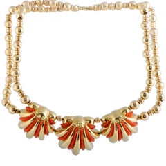 Rossetti Coral Shells Yellow Gold Collar Necklace