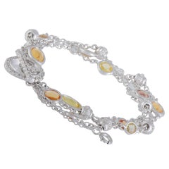 Favero Diamond Clear Quartz and Citrine White Gold Multi-Chain Toggle Bracelet