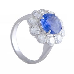 Diamond and Sapphire Platinum Flower Ring