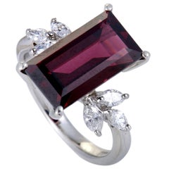 Diamond and Garnet Platinum Ring