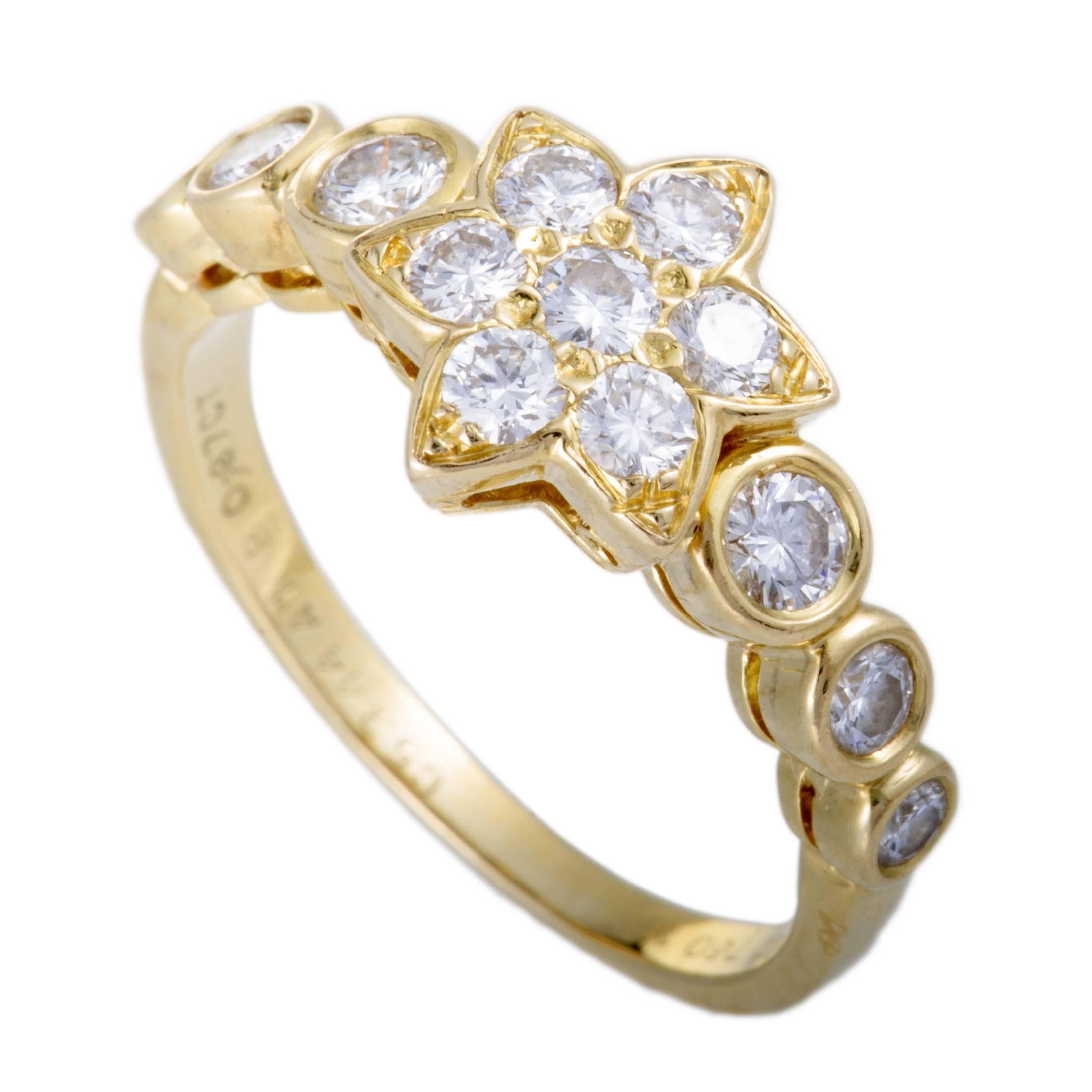 Van Cleef & Arpels Diamond Flower Yellow Gold Band Ring