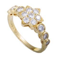 Van Cleef & Arpels Diamond Flower Yellow Gold Band Ring