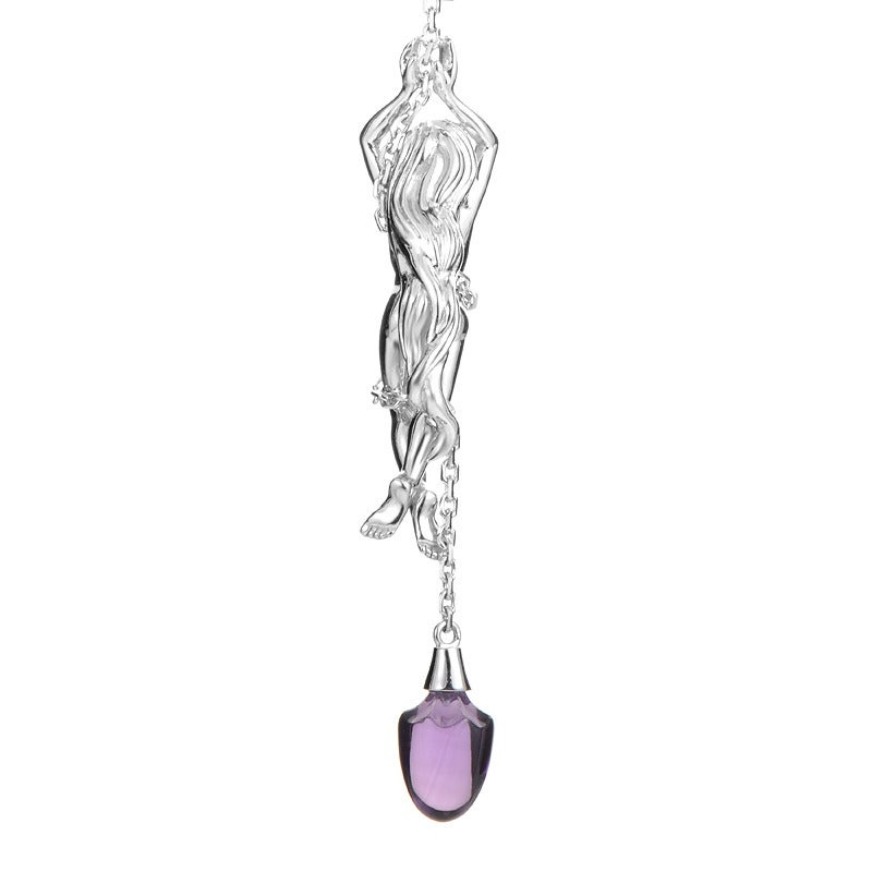 Boucheron White Gold Gemstone Purple Fringe Secret Pendant Necklace 2