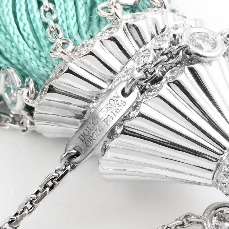 Women's Boucheron Aquamarine Diamond Gold Fringe Secret Pendant Necklace