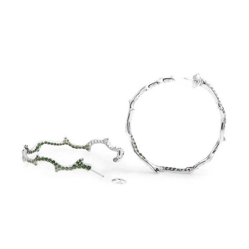 Dior Bois de Rose Tsavorite Diamond Gold Hoop Earrings