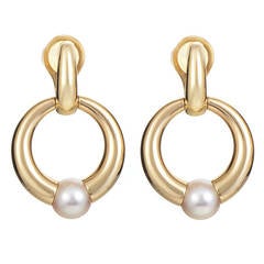 Cartier Toi et Moi Pearl Gold Dangle Earrings