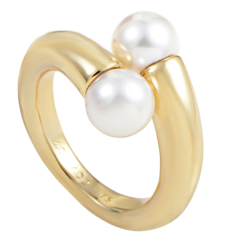 Cartier Toi et Moi Akoya Pearl Gold Bypass Ring at 1stDibs