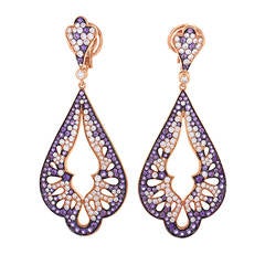 Crivelli Multi-Gold Amethyst and Diamond Drop Earrings