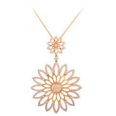 Crivelli Diamond Gold Flowers Pendant Necklace