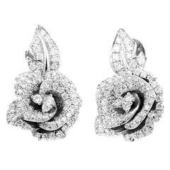Dior Bagatelle Diamond Pave Gold Rose Earrings