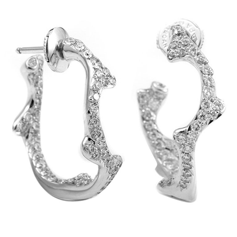 Dior Bois de Rose Diamond Gold Hoop Earrings at 1stDibs