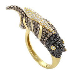 French Collection 1.93 Carats Diamonds Gold Fish Ring