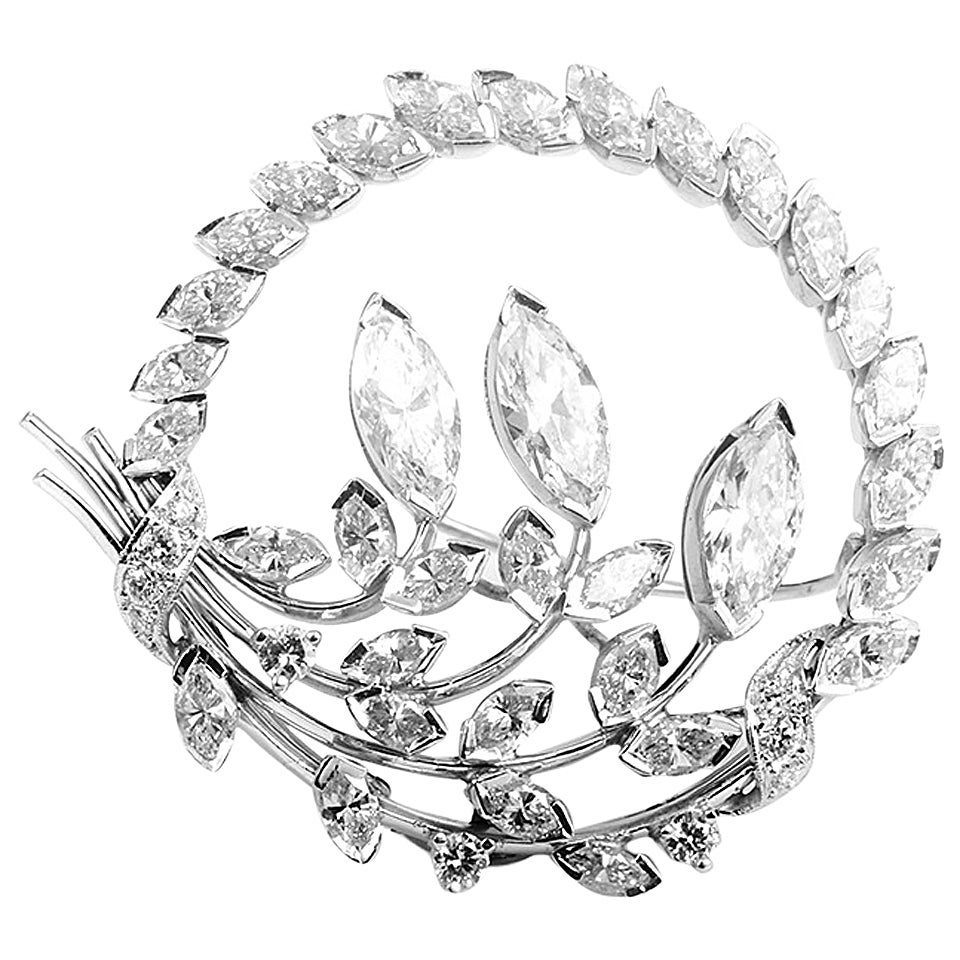 Diamond Platinum Leaves Brooch/Pendant