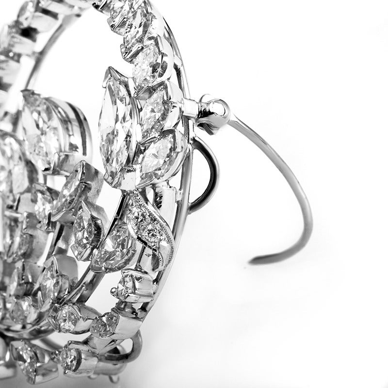 Women's Diamond Platinum Leaves Brooch/Pendant