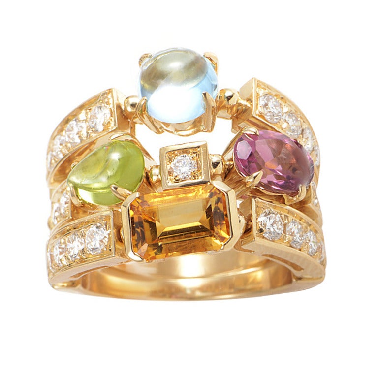 Bulgari Allegra Gemstone Diamond Gold Ring