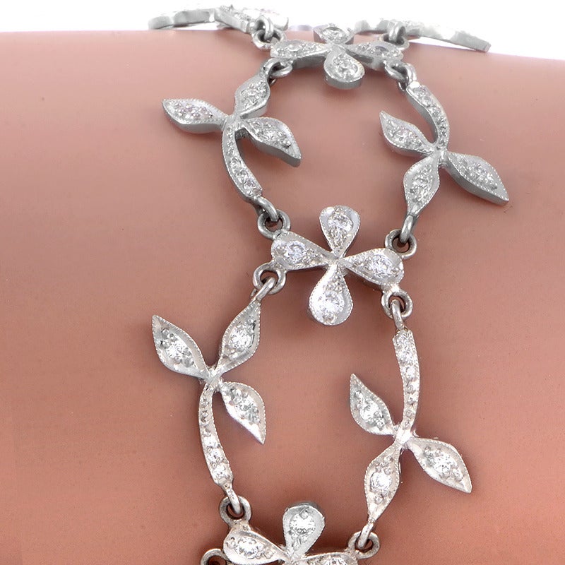 Women's Cathy Waterman Diamond Platinum Flower Bracelet