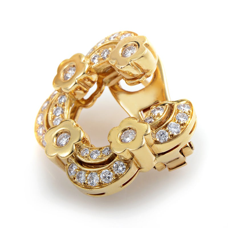 Bulgari Fiori Diamond Gold Flower Earrings