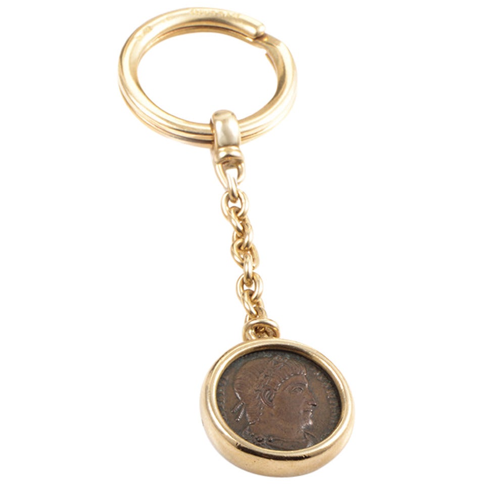 Bulgari Monete Gold Ancient Coin Key Ring