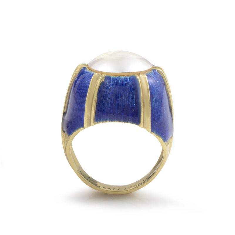 Buccellati Enamel Pearl Gold Ring