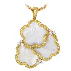 Chaumet Mother of Pearl Diamond Gold Brooch/Pendant Necklace
