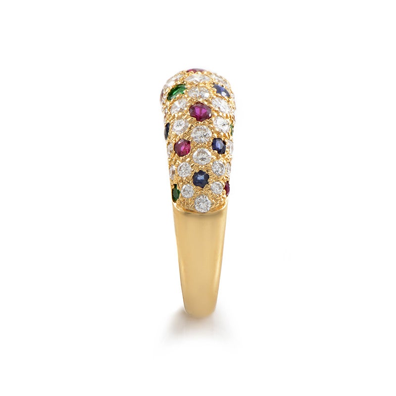 Van Cleef & Arpels Precious Gemstone Gold Band Ring In Excellent Condition In Southampton, PA