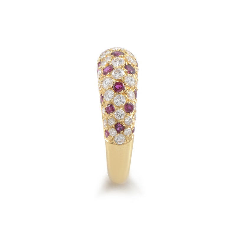 Van Cleef & Arpels Ruby Diamond Pave Band Ring In Excellent Condition In Southampton, PA