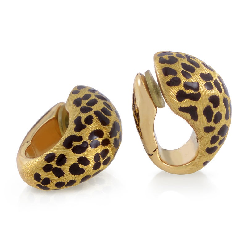 Dior Mitza Enameled Gold Clip-On Earrings