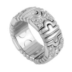 Bulgari Parentesi Diamond Band Ring en or blanc