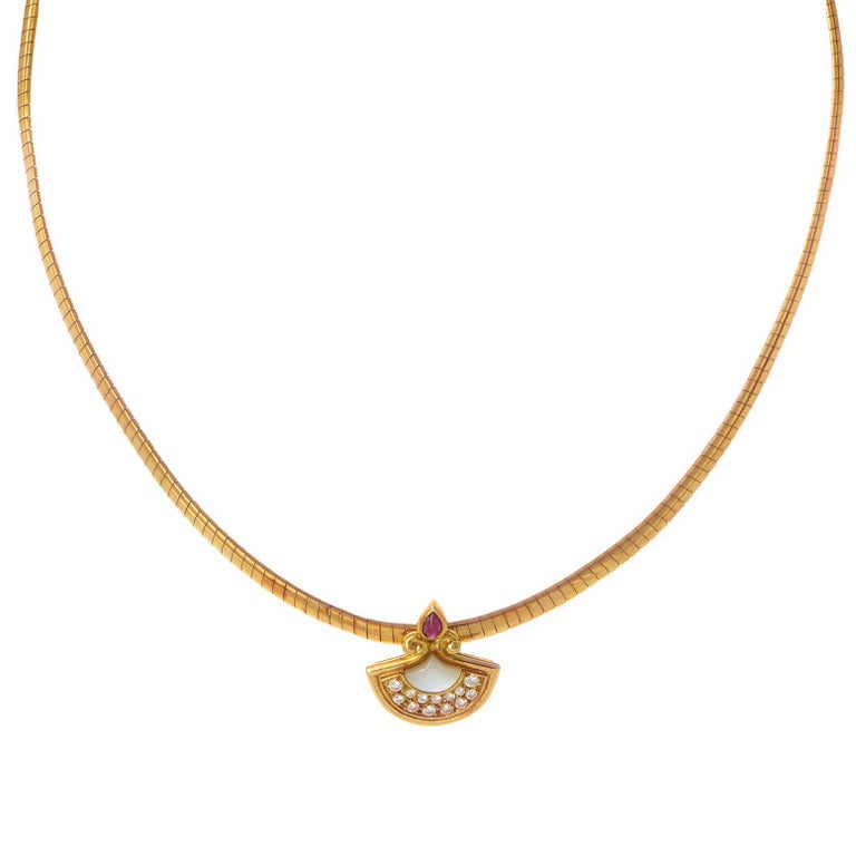 Dior Mother of Pearl Gemstone Gold Necklace