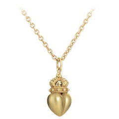 Kieselstein-Cord Gold Crowned Heart Pendant Necklace