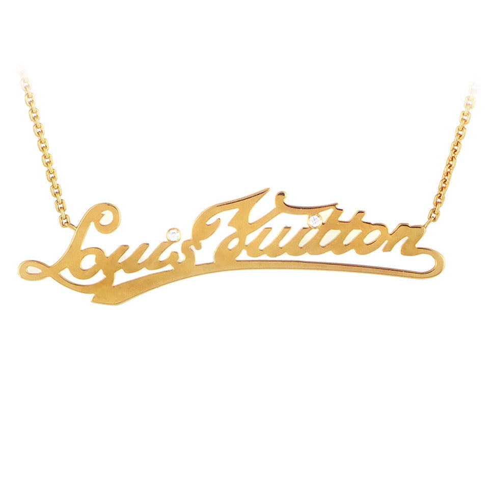 Louis Vuitton Diamond Gold Signature Necklace at 1stdibs