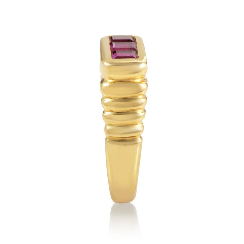 Bulgari Ruby Gold Band Ring In Excellent Condition In Southampton, PA