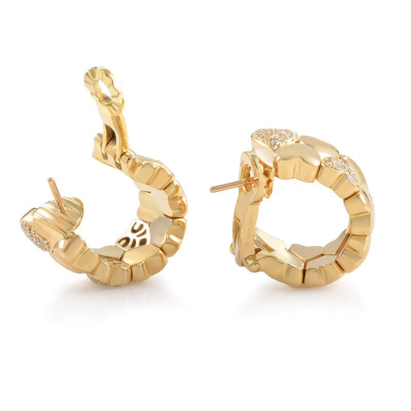 Cartier Diamond Gold Heart Huggie Earrings at 1stDibs