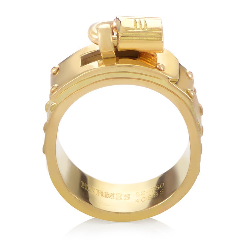 Hermes Gold Lock Band Ring