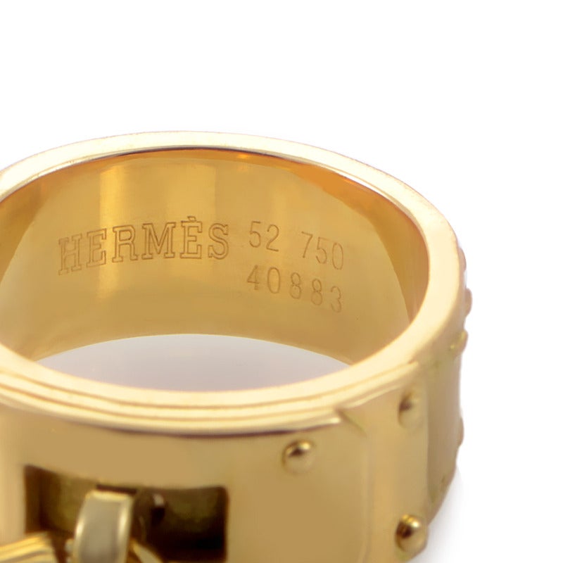 Women's Hermes Gold Lock Band Ring