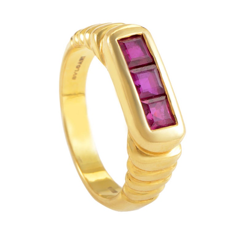 Bulgari Ruby Gold Band Ring
