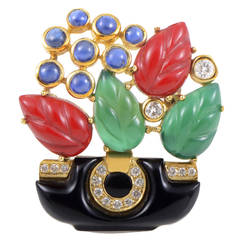 Gemstone Yellow Gold Brooch