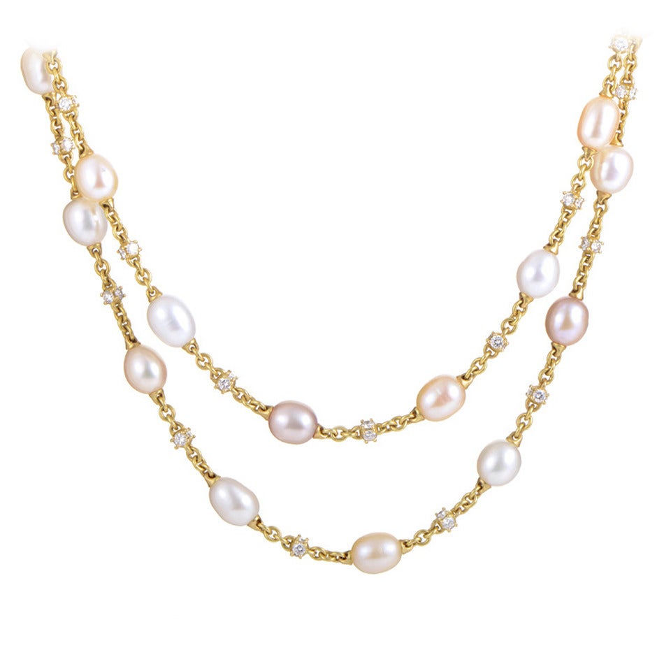 Paul Morelli Pearl Diamond Gold Necklace