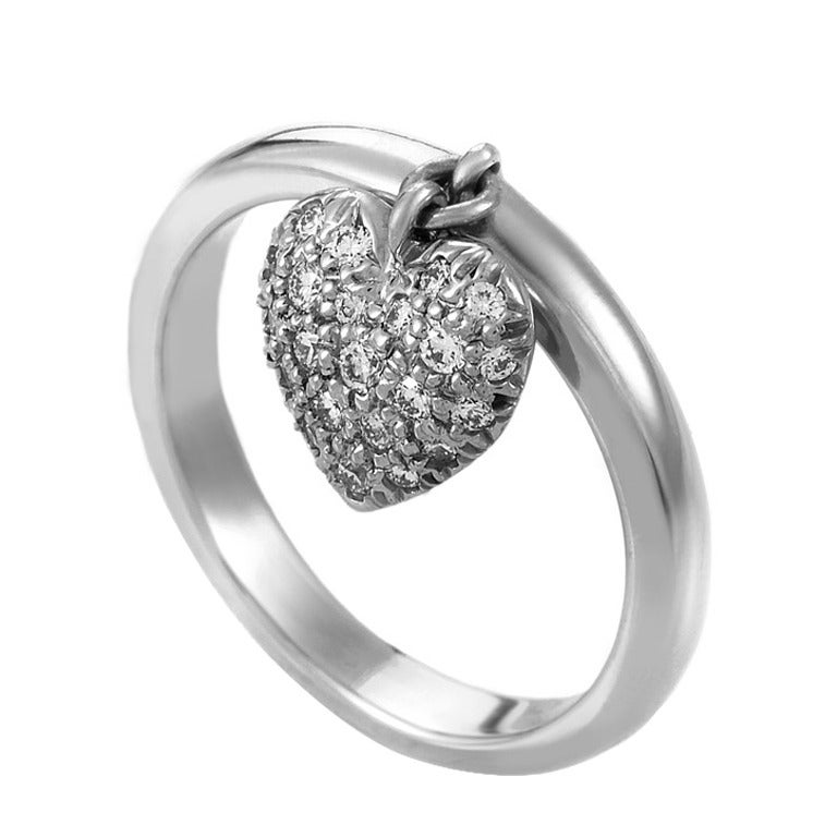 Tiffany & Co. Diamond Pave Platinum Heart Ring