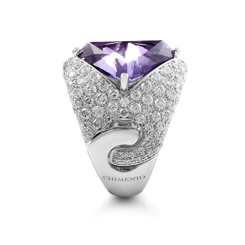 Chimento Illusione Amethyst Diamond Pave Gold Ring In New Condition In Southampton, PA
