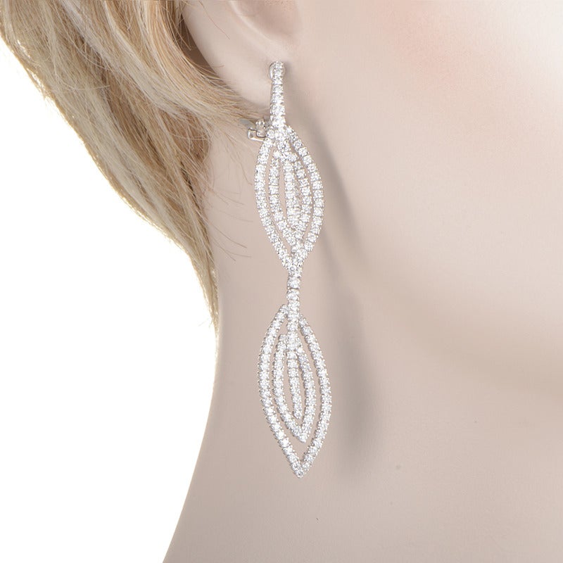 Chimento Audrey Diamond Gold Leaf Dangle Earrings