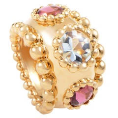 Chanel Yellow Gold Ruby and Tourmaline Band Ring